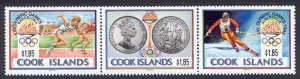 Cook Islands - 1990 MNH Olympics strip of 3 #1039 cv 18.00 Lot #191