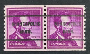 MOMEN: US STAMPS #1058b WET PRECANCELLED PAIR MINT OG NH SUPERB $50 LOT #42719