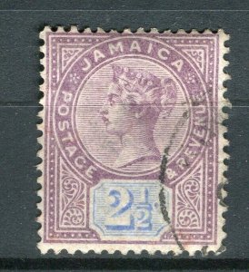 JAMAICA; 1890s early classic Crown CA Wmk. used Shade of 2.5d. value