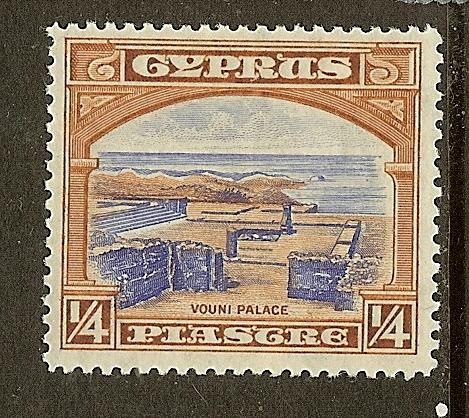 Cyprus, Scott #125, 1/4pi Ruins of Palace, MLH