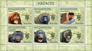 MOZAMBIQUE 2007 SHEET MONKEYS PRIMATES MONOS MACACOS SINGES WILDLIFE moz7119a