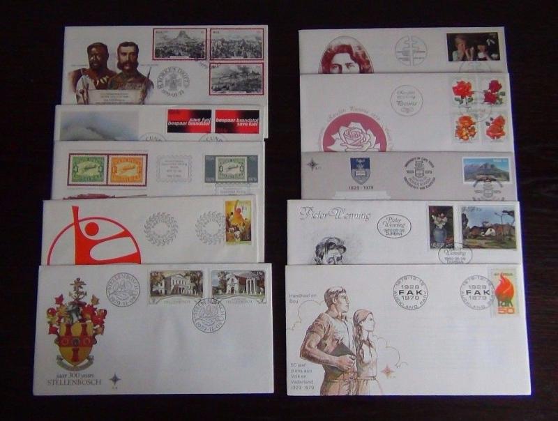 South Africa 10 Covers 1979 to 1980 Fuel Zulu Roses Paintings Stellenbosch etc