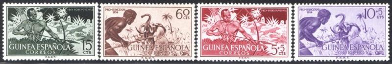 Spanish Guinea Scott 333-334, B29-30 MNH Set - Hunter (1954)