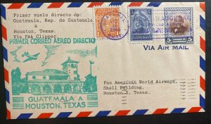 1946 Guatemala First Flight Airmail cover FFC to Houston TX USA PAA