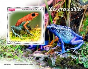 Chad - 2023 Frogs, Granular Poison Frog - Stamp Souvenir Sheet - TCH230111b