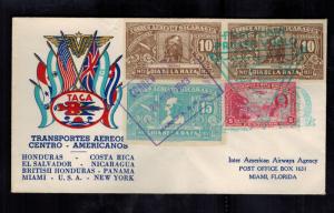 1943 Nicaragua TACA Airlines First Flight Cover FFC to Miami USA 