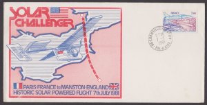 FRANCE - 1981 HISTORIC SOLAR POWERED FLIGHT COVER WITH CANCELLATION