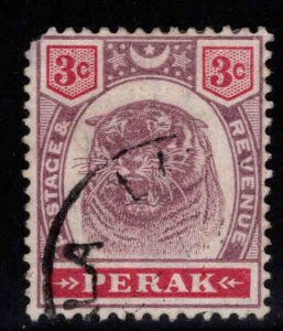 MALAYA Perak Scott 49 Used Tiger  stamp clipped corner