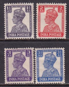 India 1941-3 Sc 172A-75 King George 6'th  Stamp MH