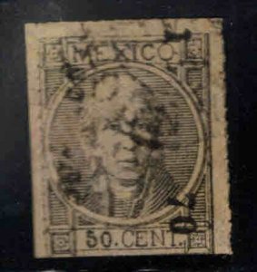 MEXICO Scott 69 Used stamp pin perfs see back scan