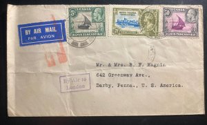 1945 Lohumbo Tanganyika British KUT Airmail  Cover to Darby PA USA