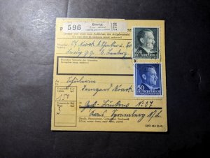 1943 Germany General Government Poland Parcel Receipt Cover Brody to Lurfors