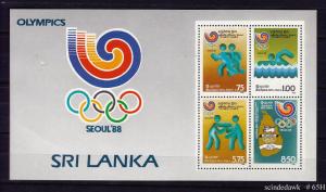 SRI LANKA - 1988 SEOUL OLYMPIC MIN SHEET MINT NH