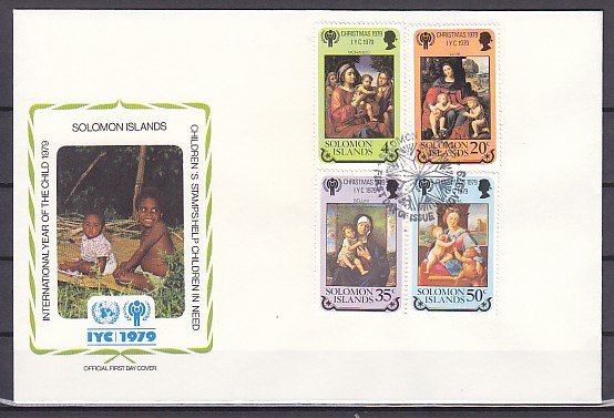 Solomon Is., Scott cat. 413-416. Year of the Child issue. First day cover. ^