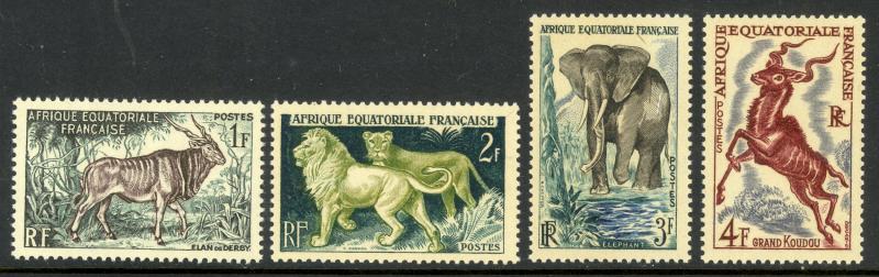 FRENCH EQUATORIAL AFRICA 1957 WILDLIFE MAMMALS Set Scott Nos. 195-198 MNH