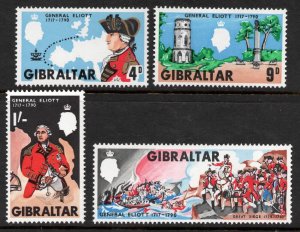 GIBRALTAR - SC#205-208 250th BIRTH ANNIV OF GENERAL ELIOTT (1967) MH