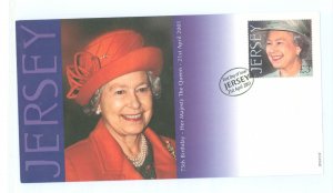 Jersey 988 2001 Queen Elizabeth's birthday - E3/cacheted unaddressed first day cover