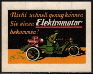 Vintage Germany Poster Stamp You Can't Get An Electric Motor Fast Enough!