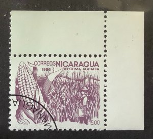 Nicaragua 1986 Scott 1533 CTO -  15.00 C$,  Agrarian Reform,  Corn and cornfield