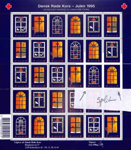 Denmark Danmark Red Cross Poster stamps seals Christmas 1995