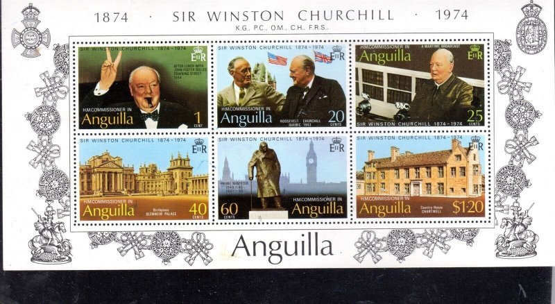 ANGUILLA #198a 1974 SIR WINSTON CHURCHILL MINT VF NH O.G S/S6