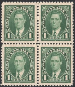 Canada SC#231 1¢ King George VI Block of Four (1937) MNH