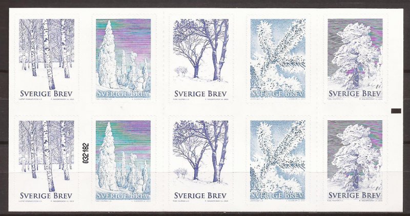 2015 Sweden -Sc 2763f - MNH VF - Complete Booklet -  Winter Trees - cyl 032182