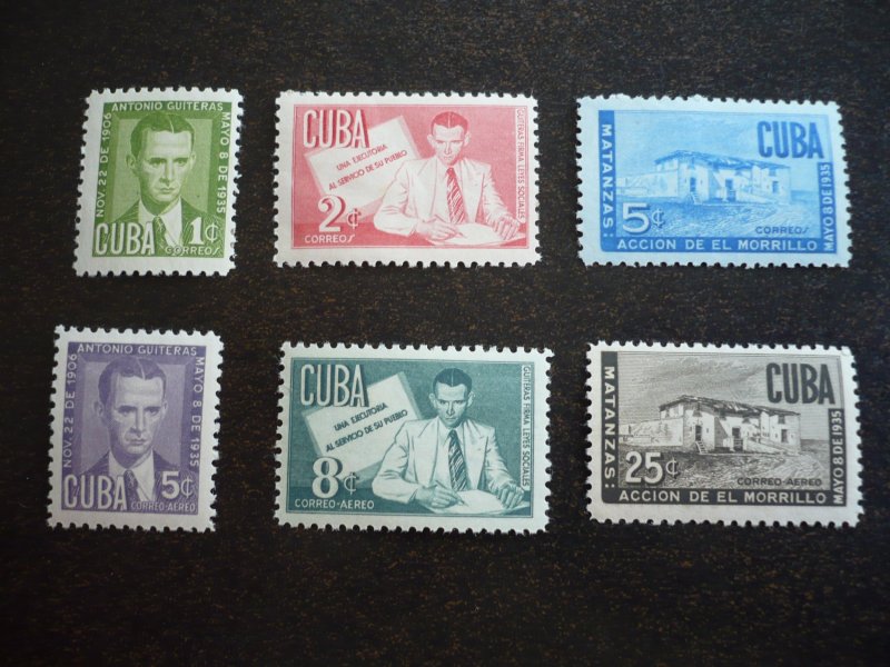 Stamps - Cuba - Scott# 466-468,C47-C49 - Mint Hinged Set of 6 Stamps