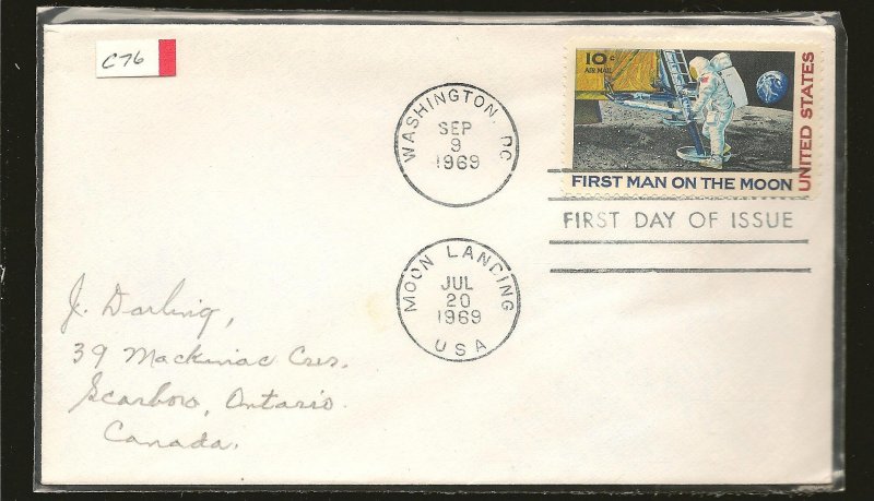 USA C76 First Man on The Moon 1969 First Day Cover