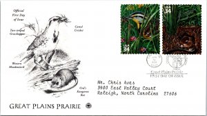 FDC 2001 SC #3506 Western Meadowlark & Kangaroo Rat - Lincoln, NE - Pair - J2739