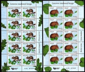 LITHUANIA 2017 FAUNA: Protected Animals / Rodents. 2 MINI-SHEETS, MNH