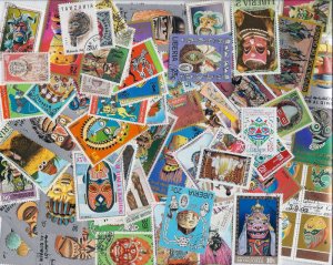 Masks on Stamps Collection - 100 Different Stamps