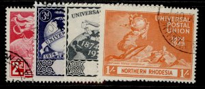 NORTHERN RHODESIA GVI SG50-53, anniversary of UPU set, FINE USED. Cat £11.