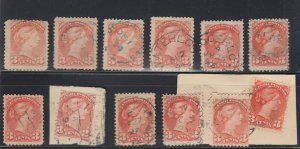 12 x DATED cancel lot 3 cent Small Queens Canada used