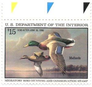 US RW62 (mnh) $15 mallards (1995)