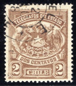 Chile, H1, Type 1, 2c light brown, used, Telegraph / Telegrafos