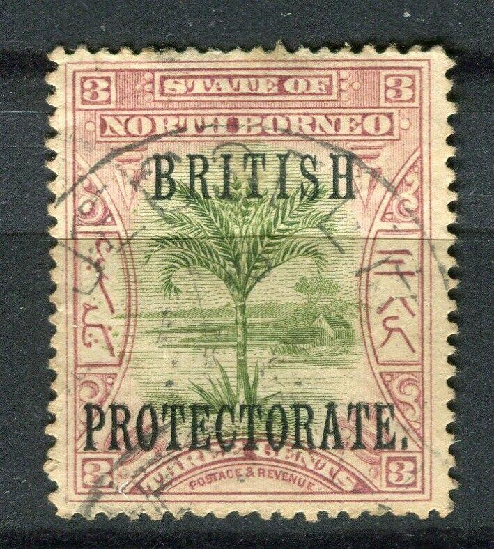 NORTH BORNEO; 1901 BRITISH PROTEC. issue fine used 3c. value + Postal cancel