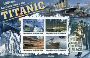 Titanic Stamps Burundi 2011 MNH Ships 100th Anniv Boats Nautical 4v M/S