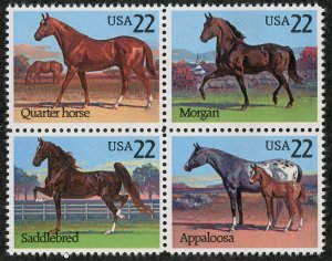 US Sc# 2158a MNH : : Block of Four (Horses - Full Set)