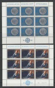 Yugoslavia Sc 1467-1468 MNH. 1980 EUROPA, complete set, mini sheets of 9, VF