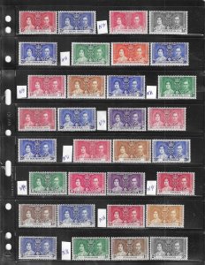 1937 COMPLETE GEORGE VI CORONATION (5 LIGHT HINGED) ALL OTHERS NEVER HINGED