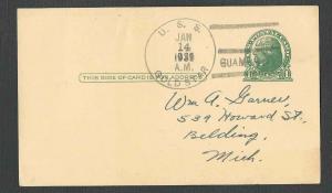 DATED 1939 PC U.S.S. GOLDSTAR CANCELED GUAM ON UX27