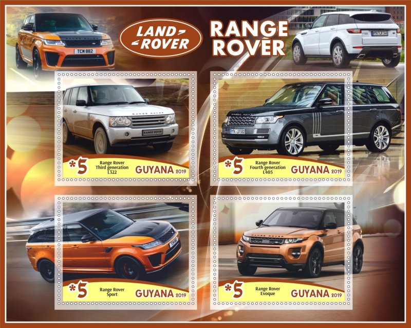Stamps. Cars. Land Rover 2019 year 1+1 sheets perforated