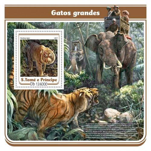 SAO TOME - 2017 - Big Cats - Perf Souv Sheet - MNH