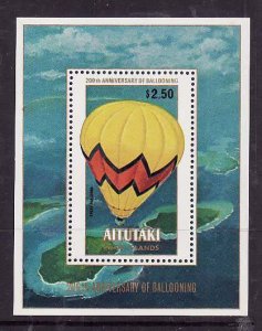 Aitutaki-Sc#292- id7-unused NH sheet-Manned Flight-Balloons-Planes-1983-