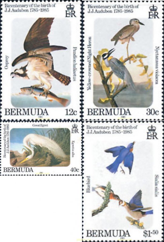 36478 MNH BERMUDAS 1985 BICENTENARIO DEL NACIMIENTO DEL ORNITOLOGO J.J. AUDUBON