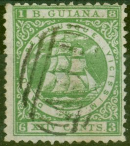 British Guiana 1863 24c Yellow-Green SG78 P.12 Fine Used