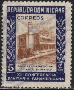 Dominican Republic 445 (used) 5c School of Medicine, vio blue & org brn (1950)