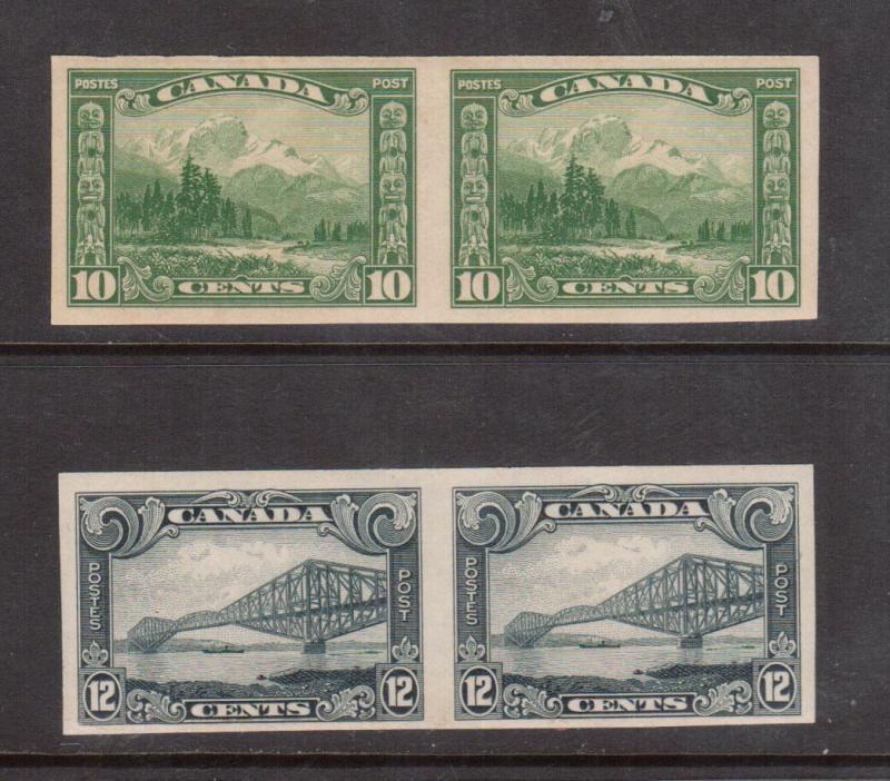 Canada #155a - #156a Very Fine Mint Imperf Pair Duo