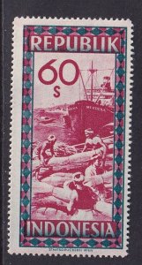 Indonesia  #57  MNH 1948 dockworkers loading ship 60s